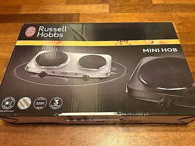 Russell Hobbs Mini Hob Two Hotplates Large & Small Stainless Steel 2250W Camping • £8.50