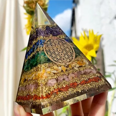 £35 • Buy 7 Chakra Orgonite Crystal Pyramid Orgone Natural Healing Stones Gemstone Shop UK