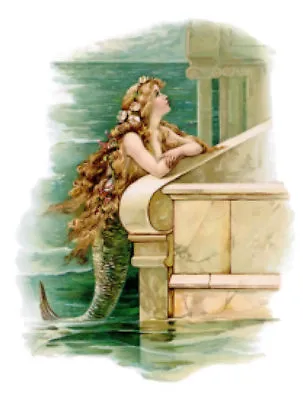 Vintage Image Little Mermaid Hans Andersen Fairy Tale Waterslide Decal WOM993 • $12.99
