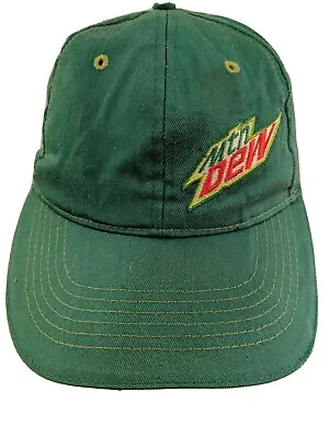 Mountain Dew Green Yellow 6 Panel Mens Strapback Baseball Hat Cap • $17.49