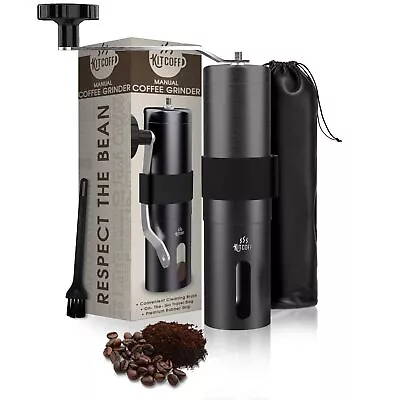 Kitcoff Manual Coffee Grinder - Hand Beans Mill With 18-Click Settings Stainles • $30.54