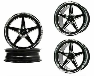 VMS Polished Lip 2x 18x5 & 2x 17x10 5x114.3 Drag Racing Wheels For 05 20 Mustang • $1837.36