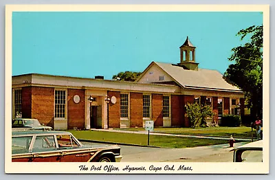 Vintage Postcard MA Hyannis Cape Cod Post Office Old Cars Chrome • $1.97