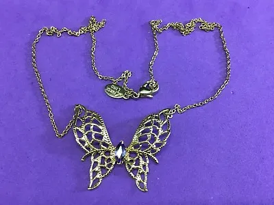 Vintage Gold Butterfly Necklace Signed  L14xGE   L  LIND  • $45