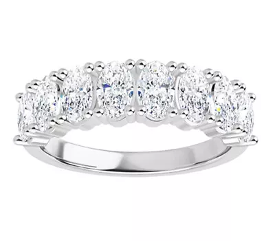 3.00 Ct Colorless Moissanite Oval Semi Eternity Wedding Band Ring • $2299