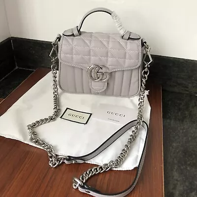 Authentic Gucci Gray Retro Silver Dual G -buckle Shoulder Bag • $69