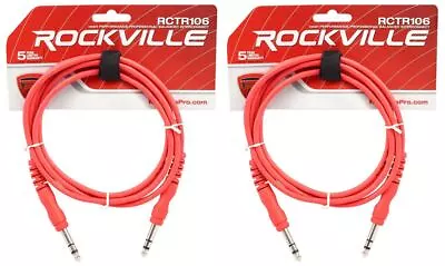 2 Rockville RCTR106R Red 6' 1/4'' TRS To 1/4'' TRS Cable 100% Copper • $14.95