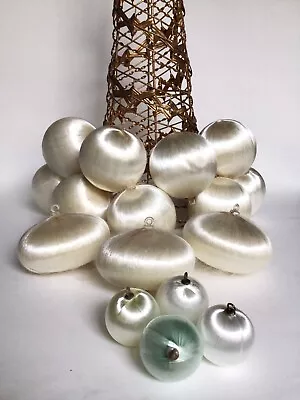 Vintage Satin Thread Christmas Large Decoration Ornaments UFO & Round Shape • $40