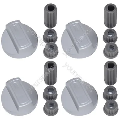 Universal Chrome Oven Knob Silver Gas Hob Cooker Control Switch Knobs Adaptors • £6.89