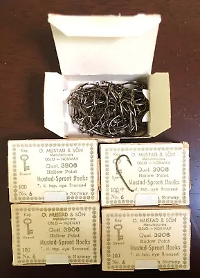 Vintage Mustad Sproat Hollow Point Bronzed Fly Fishing Hooks No. 6 450+ Pcs • $11.50