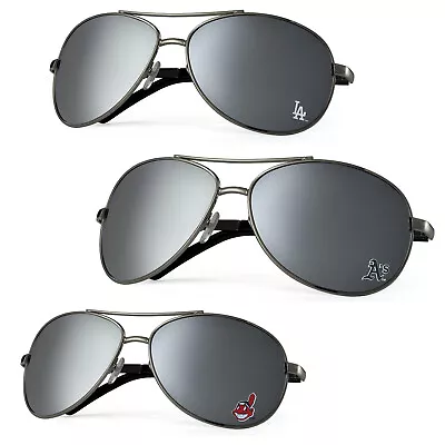 MLB Licensed Silver Mirrored Team Logo Aviator Sunglasses • $12.95