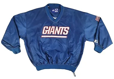 VTG 90's Starter Brand NFL New York Giants Blue Pullover Jacket Size 2XL • $59.99