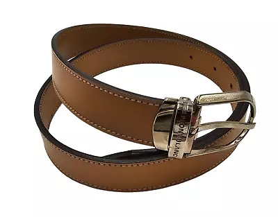 MONTBLANC Horseshoe Buckle 30MM Caramel Brown Leather Belt $535 Timeless Capsule • $220