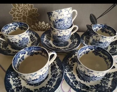 Royal Worcester Palissy Cups And Saucers Avon Scenes X 6 Pairs • £18
