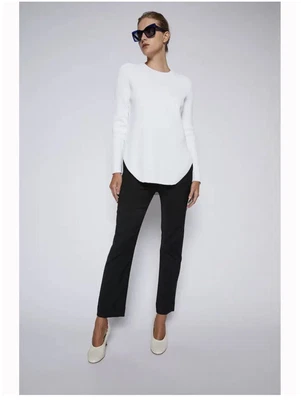 $100 • Buy Scanlan Theodore Crepe Knit Shirt Tail Jumper - Black Size M