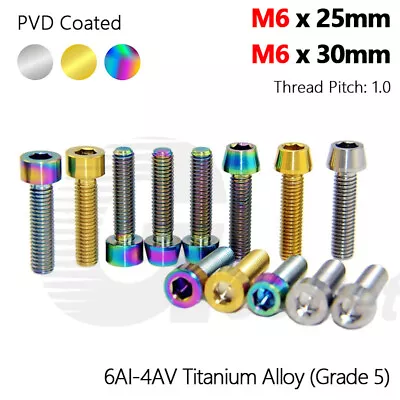 M6 Titanium Tapered Cone Socket Cap Allen Head Bolts Screw 30mm 25mm PVD-Coated • $3.45