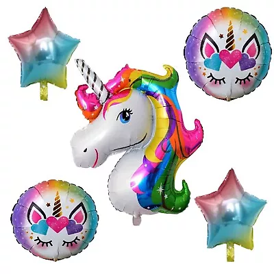 Unicorn Balloons Foil & Latex Balloon Sets Kids Birthday Party Decoration • £3.99