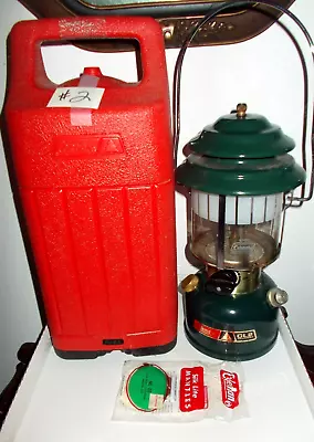 VTG Coleman 9/84 Green Camping Lantern DUAL MANTLE Model CL2 W/CASE– UNTESTED~#2 • $60