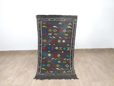 Moroccan Vintage Carpet Sabra Kilim Rug Tribal Atlas Berber Hand Woven Runner • $240