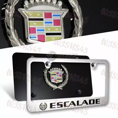 Cadillac ESCALADE License Plate Frame Stainless Steel - 2PCS Front & Back W/ Cap • $56.68