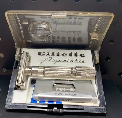 Vintage Gillette Fatboy Adjustable Safety Razor In Original Case With Blades G-4 • $69