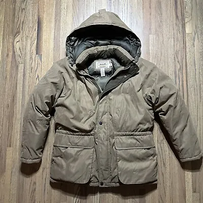 VTG Cabelas Outfitter Series 90% Goose Down Jacket COAT Parka Hood Men’s SZ L • $174.99