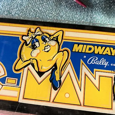 22-9” Original Ms Pac Man Plexiglass Arcade Game Sign Marquee C19 • $55