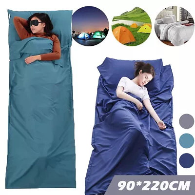 Cotton Rectangle Travel Sleeping Bag Envelope Sack Liner Inner Sheet 3 Colors • $17.97