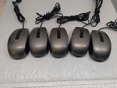 Lot Of 5 DELL USB 0Y357C D251D Silver/Black Optical 6 Button Scroll Wheel Mouse • $19.99