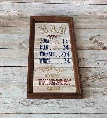 Vintage Bar Rates Mirror Wall Plaque Retro Bar Decor • $28