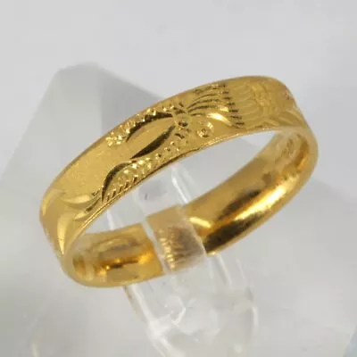 24K Solid Yellow Gold Men Women Dragon Ring Band 6.5 Grams • $890