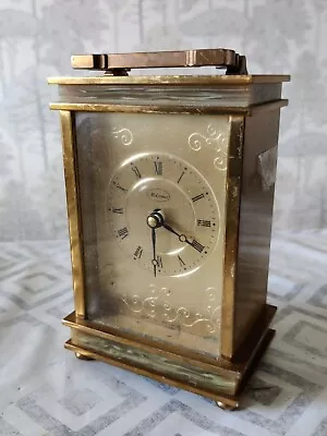 Vintage Metamec Quartz Carriage Clock Embedded Onyx Marble Layers - 10x16x6.7cm • £27.99