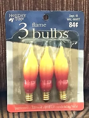 VINTAGE HOLIDAY TIME 3 FLAME BULBS INDOOR CANDELABRA BASE 120v 7W 60Hz AC  • $6.97