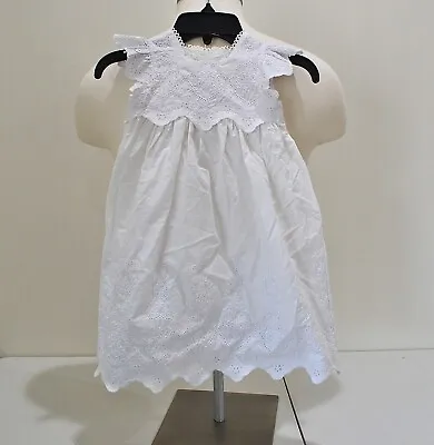 Nwot Baby Girl Mud Pie Dress Casual Short Sleeve White Button Closure Sz 0-6m • $13.20