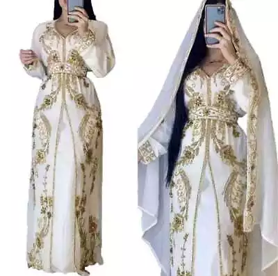 Sale Dubai Moroccan Islamic Kaftan Arabic Fancy Women Gown Dresses Takshita • $108.39