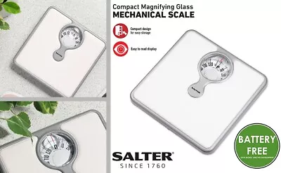 Salter Magnified Bathroom Scale Mechanical Easy Read Dial No Batteries White-& • £16.28