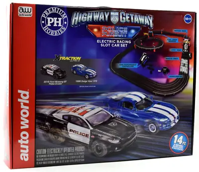 Auto World  / Premium Hobbies Highway Getaway Mustang Viper HO Slot Car Race Set • $154.99