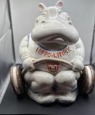 VINTAGE HTF Fitz & Floyd Ceramic Hippo-Limpix OREO Cookie Jar Canister 1989 EUC • $99