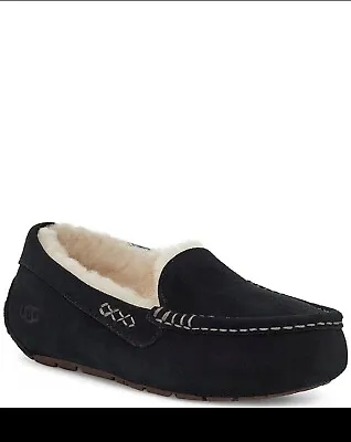 Ugg Pure Ansley Black Suede Wool Lined Women House Shoes Size US 9 New W/o Box • $60