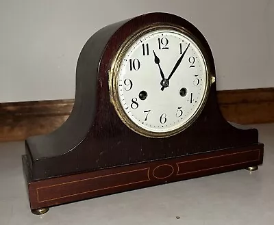 German Hamburg American Mantel Clock With Inlay 8 Day Gong Strike • $161.35