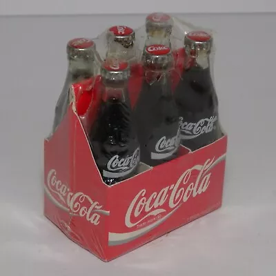 VTG Coca-Cola Miniature Six Pack Glass 3 Inch Bottles Carton 1992 Coke Mini Box • $29.95