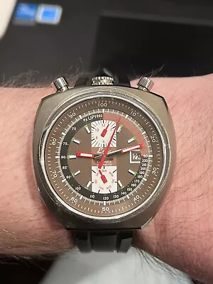 Swiss Bullhead Automatic Wristwatch-HUGE Rubber Strap 45mm X 40mm NO RESERVE • $132.50