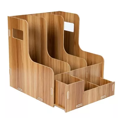 Wooden Desk Tidy Office Stationery Organizer Office Supplies Rack Holders • £9.99