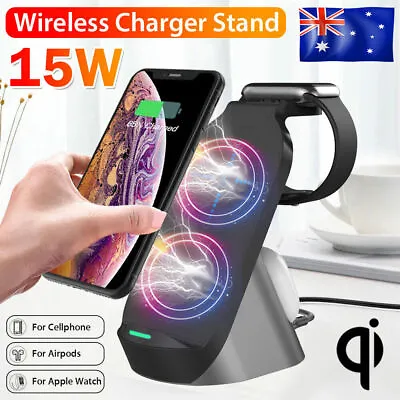 3in1 Qi Wireless Charger Fast Charge Dock Stand Station For Apple IPhone IWatch • $45.99