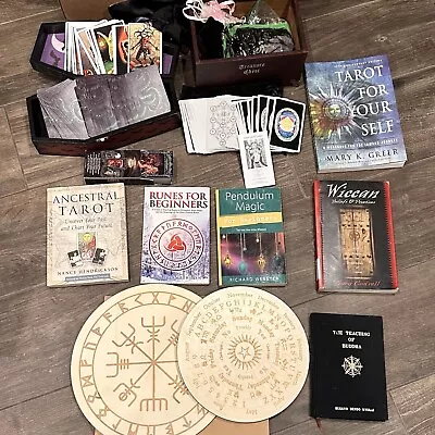 Large Lot Of Tarot Cards Runes Decks Books • $51