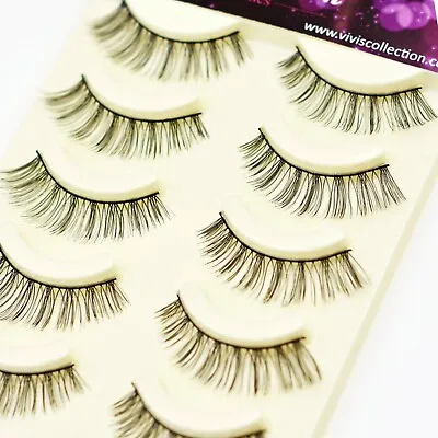 5 Pairs False Lashes Eyelashes Natural Long Wispy Fake Eye Strip Set Everyday 39 • £3.99