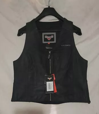 NWT Victory Motorcycle OEM Ladies Women's Leather Victory Vest Sz XL NEW Black  • $75