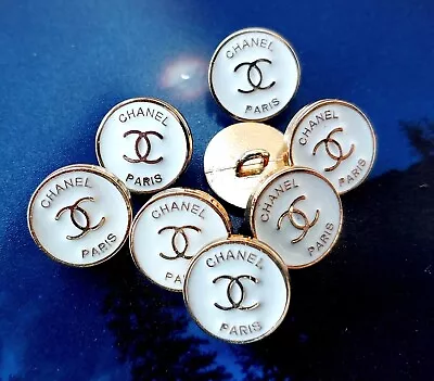 £20.21 • Buy 2 Chanel Stamped White Gold Round Steel Buttons 15 Mm Lot Of 2