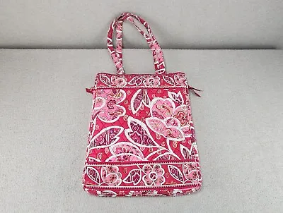 Vera Bradley Rosy Posies Laptop Case Padded Pink Red Zipper Shoulder Bag 2012 • $14.99