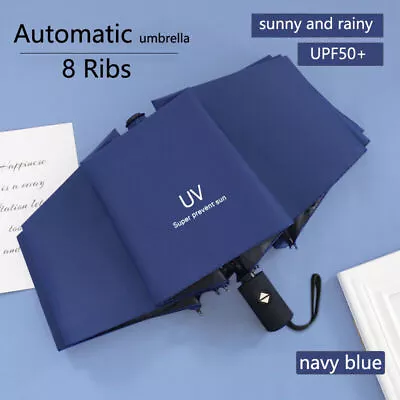 Automatic Black Umbrella Anti-UV Sun/Rain Windproof 3 Folding Compact Umbrella • $14.24